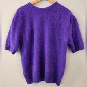Vintage Alison H. Purple Angora Blend‎ Sweater Top, Short Sleeve, 1980s, Size L